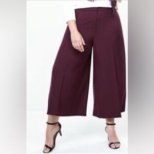 NWT Lane Bryant womens ”The Allie” maroon high rise‎ wide leg crop pants size 26